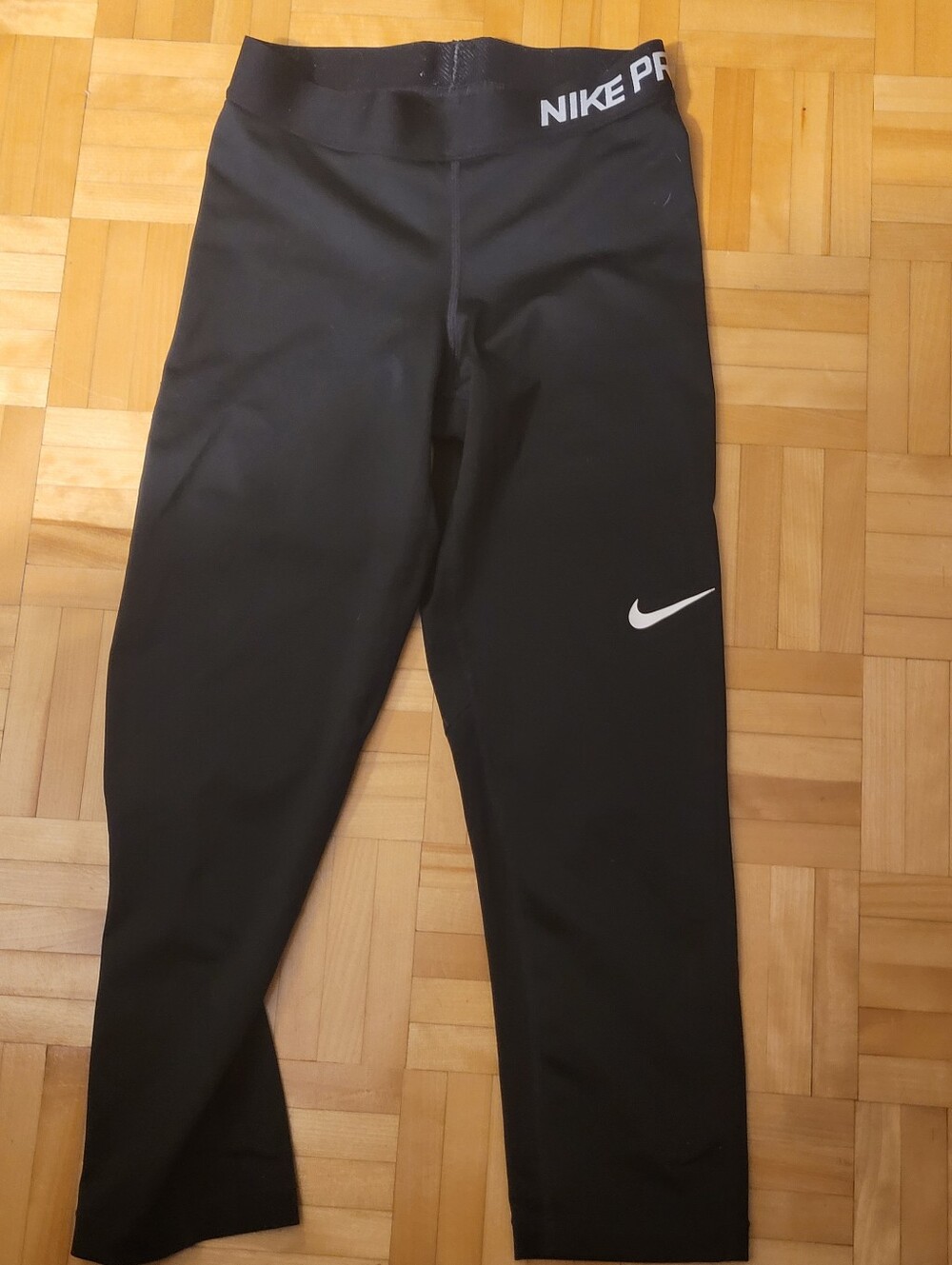 Nike Pro Black GirlsCompression Joggers with White Swoosh